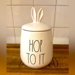 Rae Dunn “Hop To It” Bunny Ear/Tail Canister